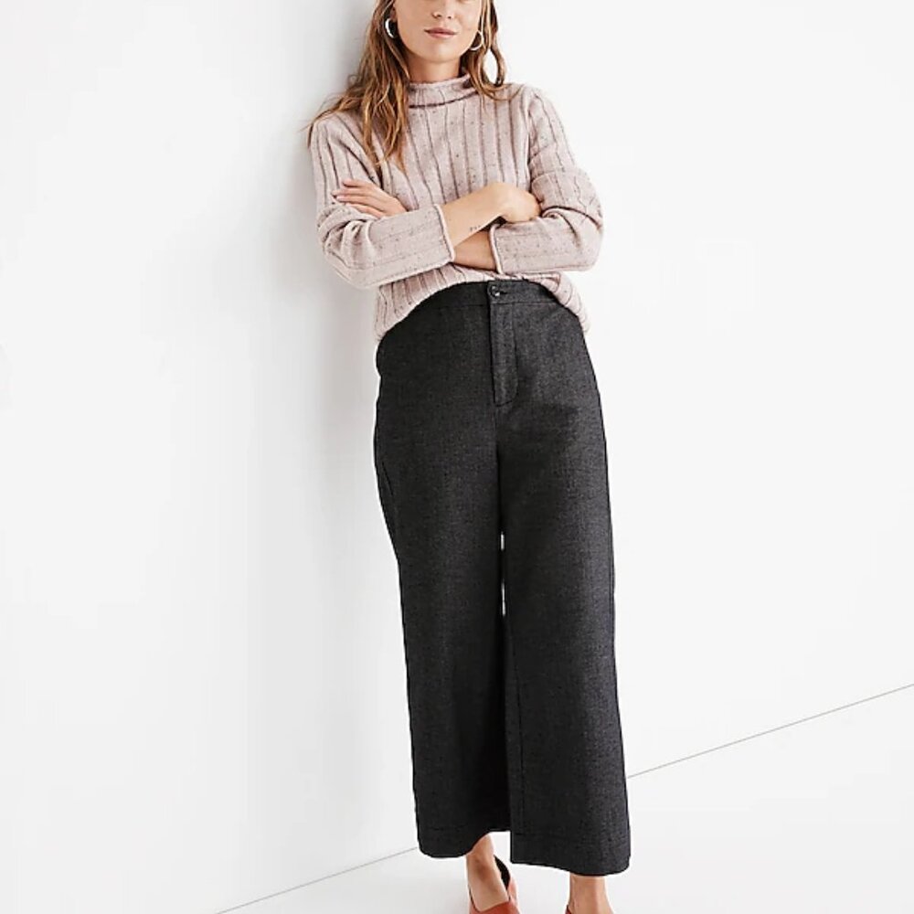 Madewell Huston Pull-On Crop Pants in Herringbone Sz M